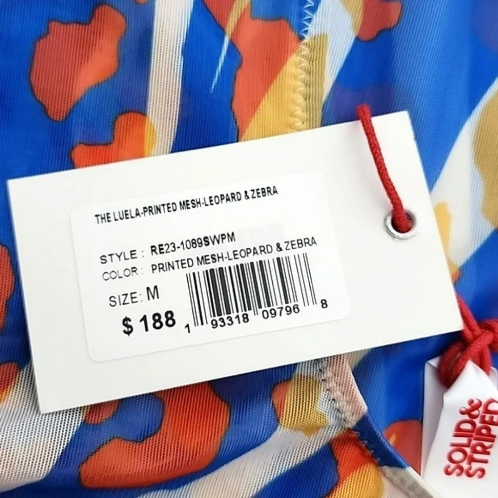SOLID & STRIPED Luela One Piece Swimsuit Leopard Zebra Print Blue Orange Size M - Picture 9 of 14